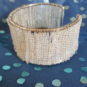 Iridescent Beaded Cuff Bracelet